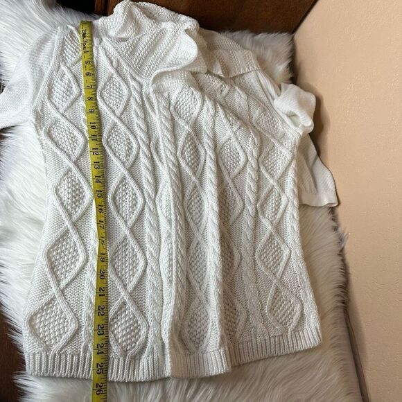 CAbi White Cable Sweater Knit Open Cardigan Size Medium - Picture 7 of 10